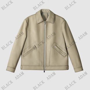 春秋修身 BLACK 外套休闲百搭经典 翻领杏色真皮皮衣28015男士 ADAM