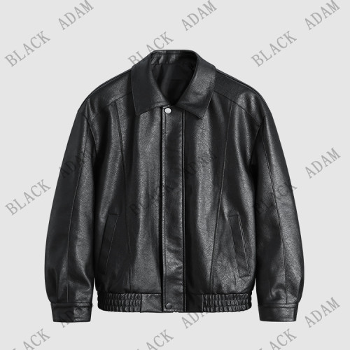 BLACK ADAM 翻领真皮皮衣ZL8001 男士黑色外套休闲百搭经典春秋