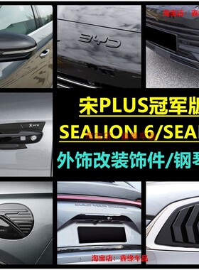 适用23款宋pro冠军版/BYD SEALION 6拉手门碗中网饰条车标改装件