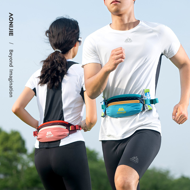 奥尼捷彩色运动腰包时尚撞色双拉链大容量超轻透气跑步骑行腰包
