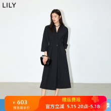 高腰衬衫 经典 LILY2024新款 优雅通勤V领时尚 连衣裙 小黑裙系列