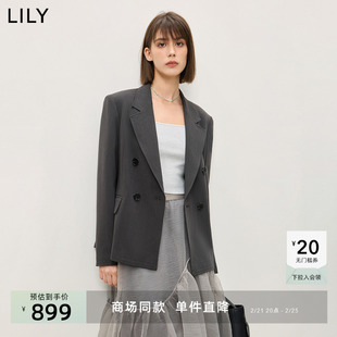 【商场同款】LILY2025春新款女装气质收腰双排扣高级感西装外套