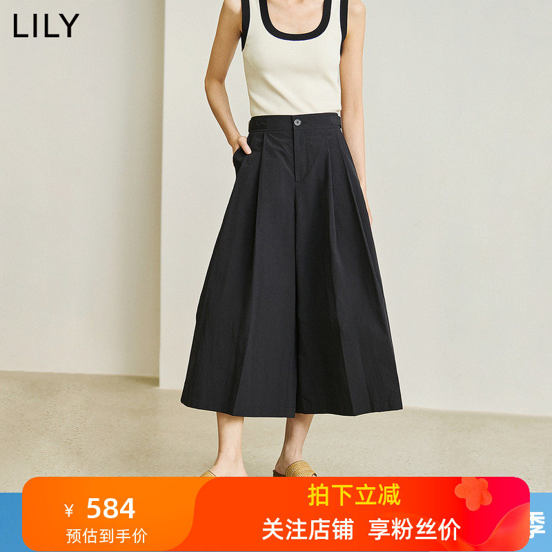 【商场同款】LILY2024夏新款女装设计感显瘦复古裙裤九分裤休闲裤