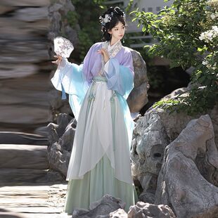 原创汉服女2026新款半袖对交穿宋制仕女图齐腰襦裙直袖中国风套装