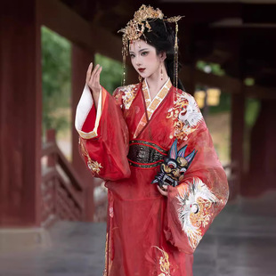 战国袍汉服女直裾【宿命】国风重工刺绣原创新款春夏季复原款