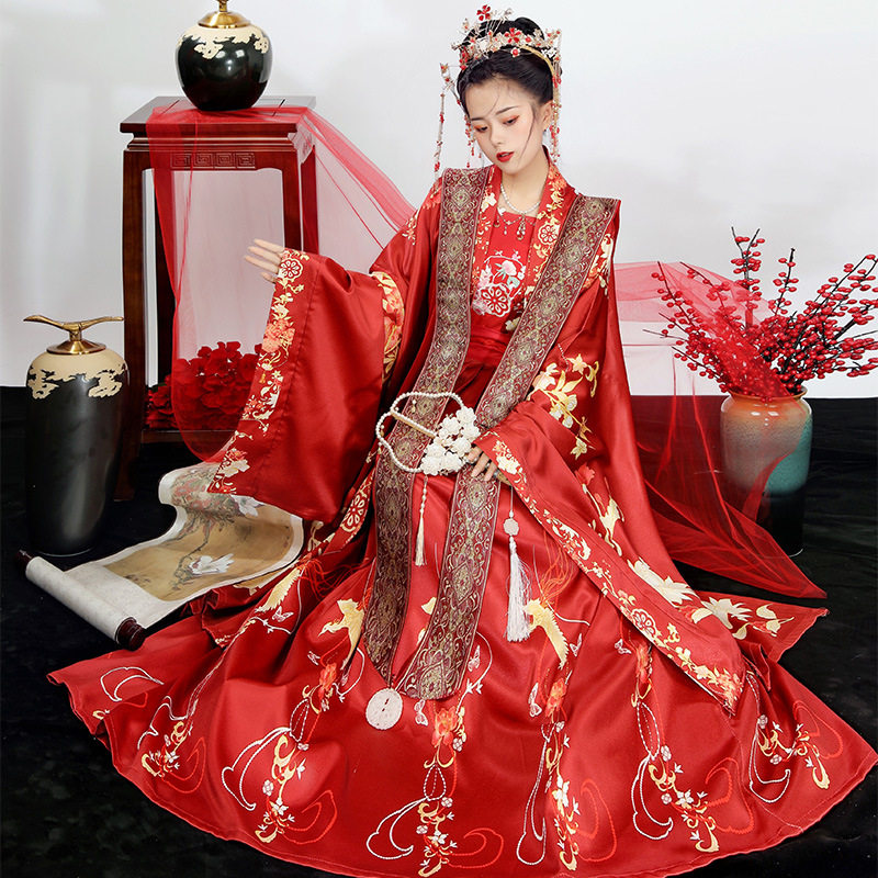 古装宋制汉服女花嫁婚庆女款婚服凤冠霞帔全套齐腰襦裙中国风对襟