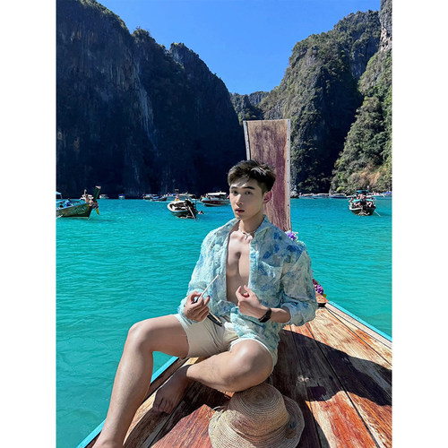 nzzg西海岸oversize上衣小众立体蓝色蝴蝶暗花高级设计感翻领轻薄