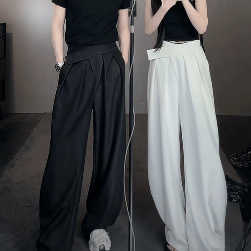 nzzg2024夏季新款情侣宽松垂感小众设计师阔腿百搭休闲裤男士拖地