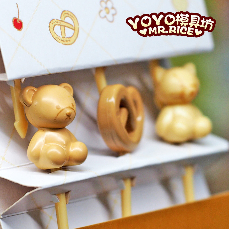 可爱日本卡通叉 曲奇饼干熊叉子 日式便当签 小熊便当叉水果签