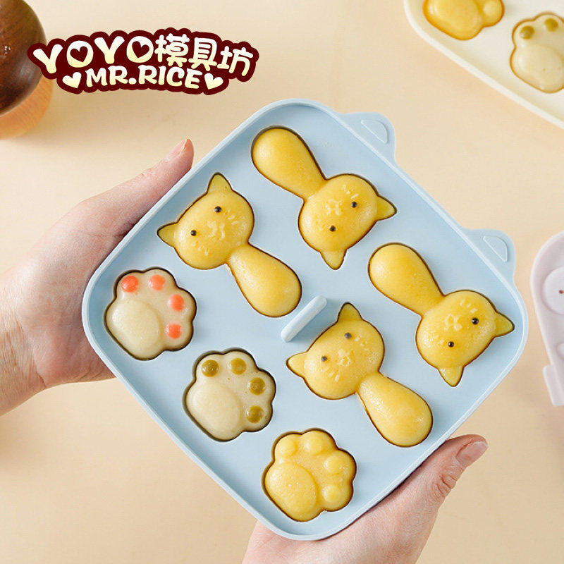 新款 小猫硅胶模具 蒸糕模具宝宝辅食模具 点心蛋糕模具 耐高温