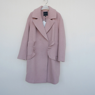 拉系列SML专柜撤柜正品 女冬厚暖宽松羊毛呢外套短大衣4A2382灰粉