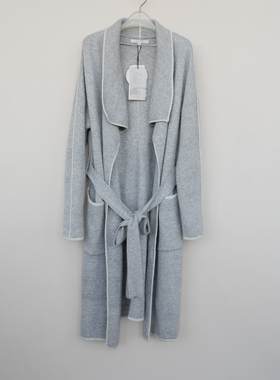 拉系列M/L撤柜正品 女秋冬含兔毛厚柔中长过膝毛衣开衫6A0602灰色