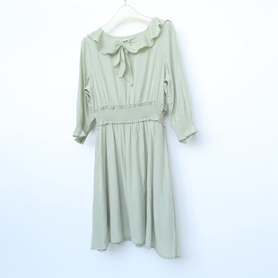 CC系列/M正品 女春夏学院派亲肤七分袖连衣裙2C379001豆绿