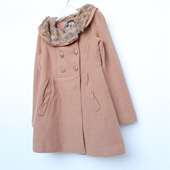 艾格淘特 S专柜正品 女冬驼色纯冰丝羊毛毛呢外套大衣4N4146