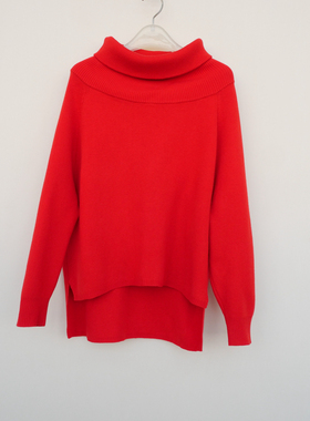 拉系列SM专柜撤柜正品女冬浪漫厚柔宽松高领细毛线毛衣6A4108大红