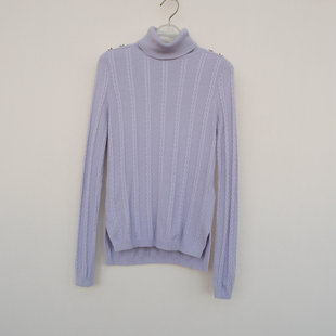 拉系列S撤柜正品女冬含兔毛茸茸舒滑高领修身长袖毛衣6A9254浅紫