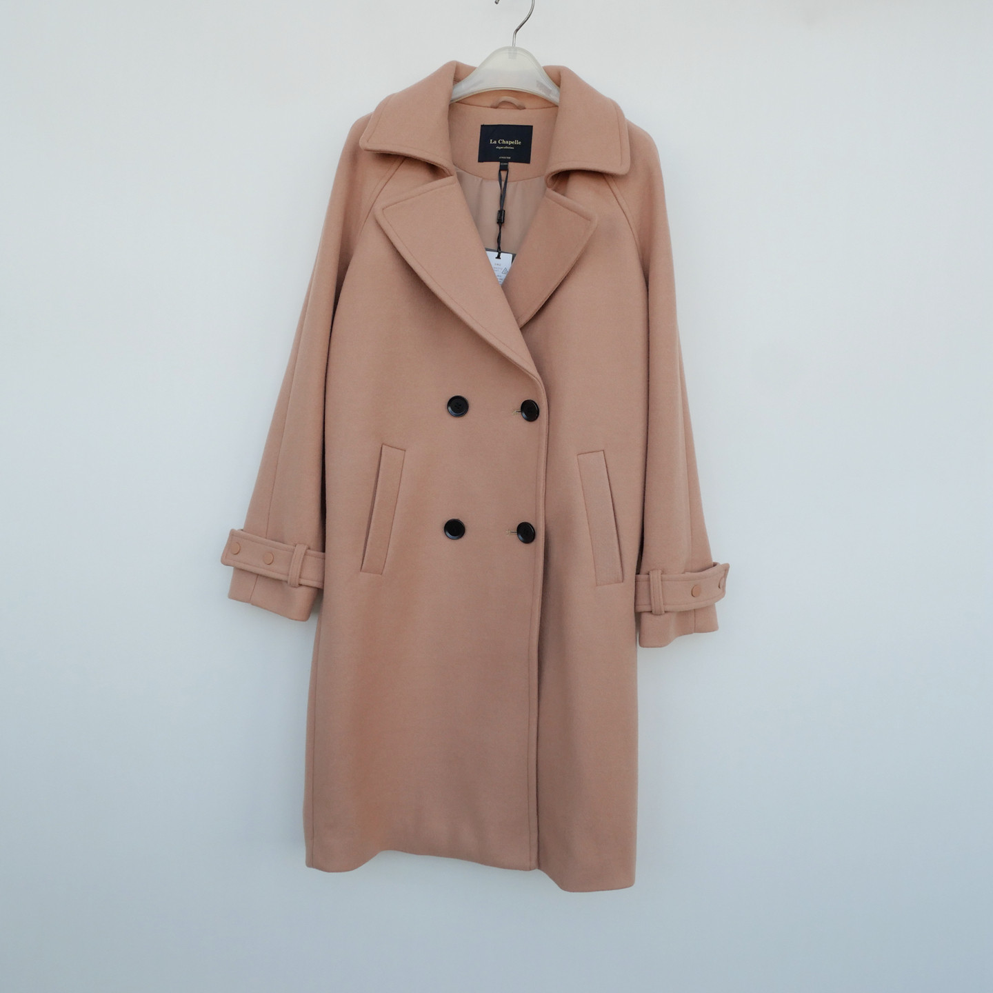 拉系列M/L撤柜正品女冬中长加厚保暖宽松毛呢外套大衣5A0877驼色