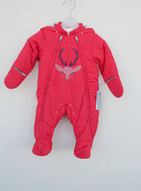 Ma系列59-80专柜断码婴童冬季夹棉加绒保暖连体棉哈衣5A-TB32鲜红