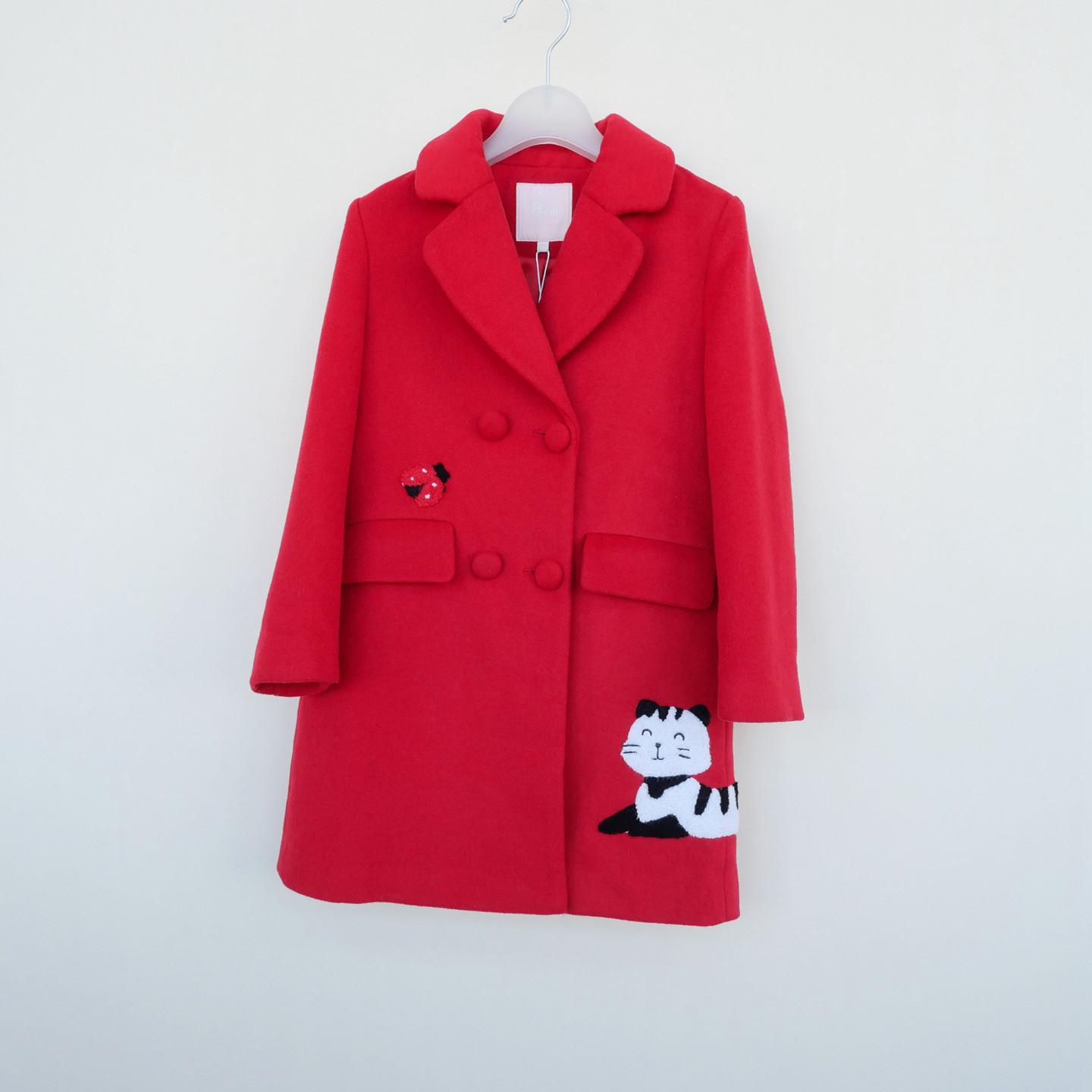 拉系列120#专柜正品断码女童冬时尚厚保暖毛呢外套大衣5A0633大红