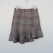 拉系列SM专柜断码 女冬轻盈保暖毛呢外搭半身裙短裙6A2001格子混色