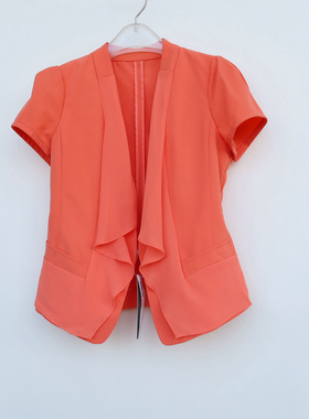 艾格淘特S/M专柜正品断码 女春夏弹力修身乔其纱短袖薄外套4N1122