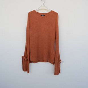 拉系SM撤柜正品 圆领毛衣6A1560棕色 女秋冬甜酷通勤舒柔细网眼薄款