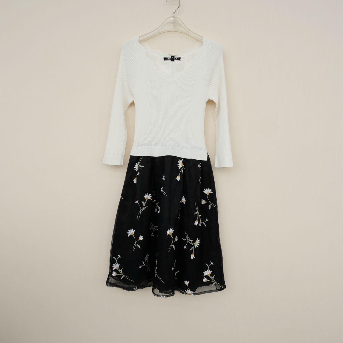 正品超值春秋修身针织网纱拼接裙