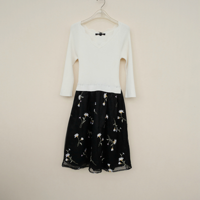 正品超值春秋修身针织网纱拼接裙