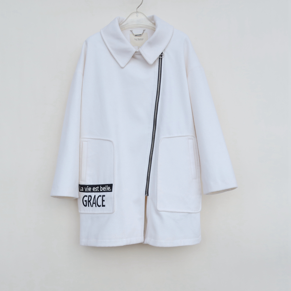 拉系列S/M/L专柜正品 女冬都市休闲宽松羊毛毛呢外套8B5685白色