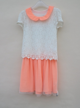 艾格淘特/S专柜瑕疵断码夏萤桔色甜美针织无袖连衣裙4E8456