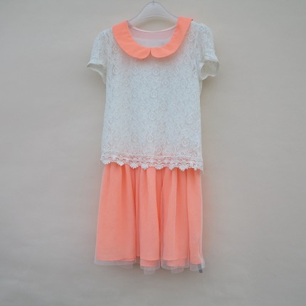 艾格淘特/S专柜瑕疵断码夏萤桔色甜美针织无袖连衣裙4E8456