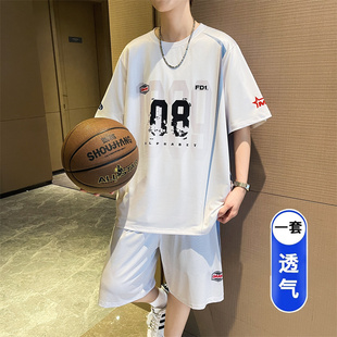 夏帅气男生篮球服短裤短袖透气套装青少年学生时尚潮流速干两件套