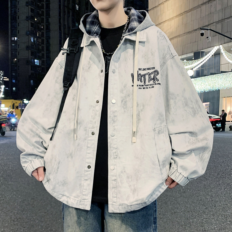 青少年百搭潮流高中生男款休闲夹新款可脱卸翻领日系休闲松弛外套