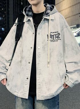 青少年百搭潮流高中生男款休闲夹克春季新款可脱卸外套