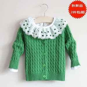 促销春新款男女童针织衫儿童百搭全棉线圆领开衫宝宝毛衣外套