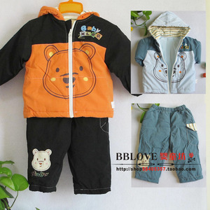 厚棉衣欣乐儿正品冬装纯棉加厚棉服套 童装棉袄棉裤纯棉外出服