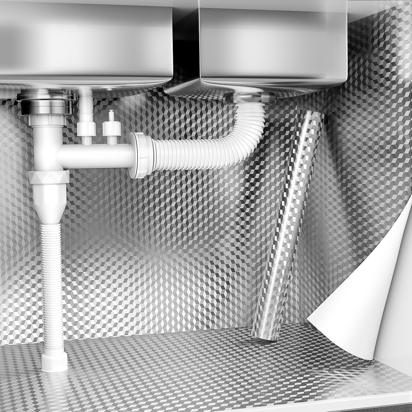 日本橱柜防水防潮防霉铝箔纸加厚锡箔厨房防油贴纸下水槽柜子垫纸