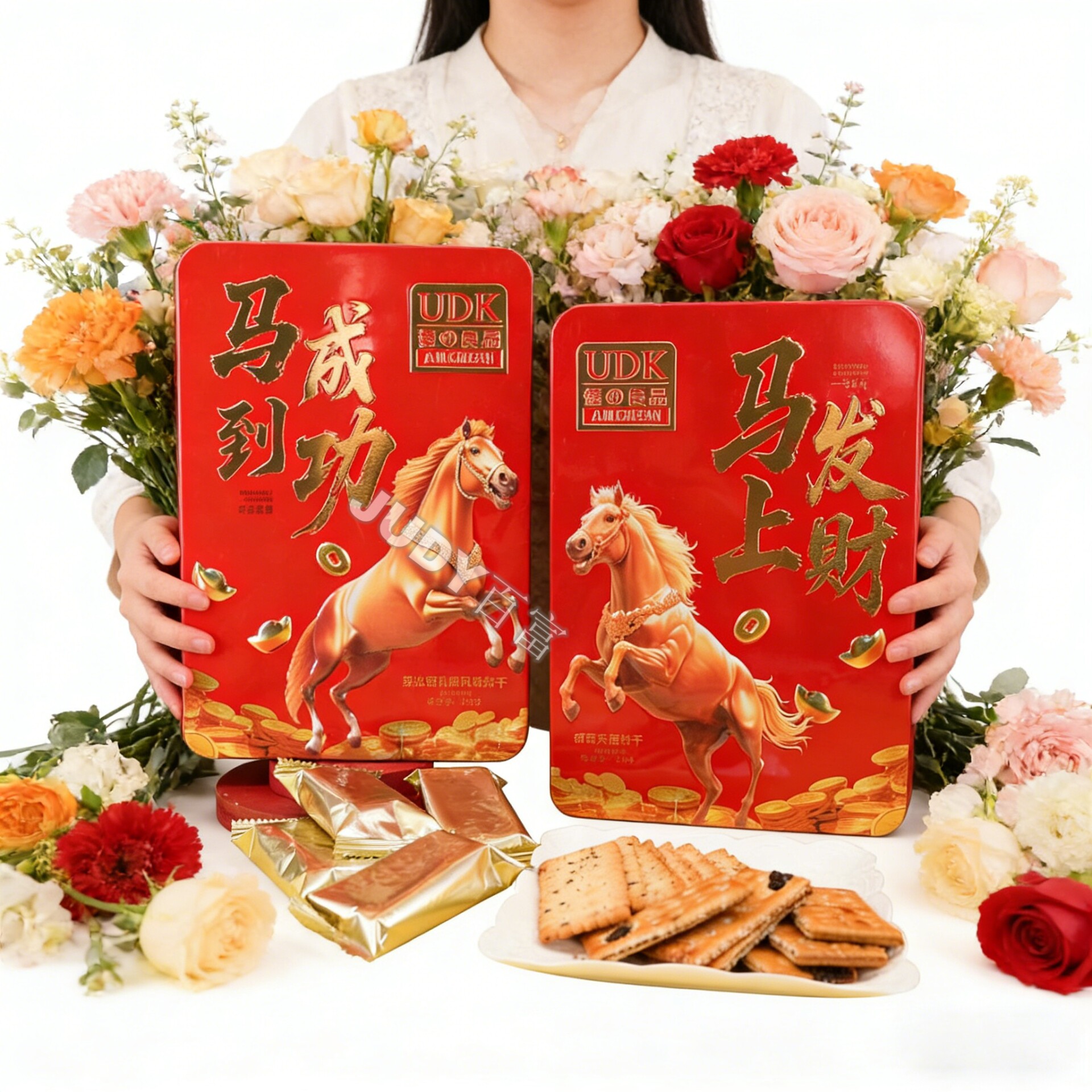 UDK黑松露乳酪风味葡萄夹心饼干盒装松脆独立包装办公休闲零食