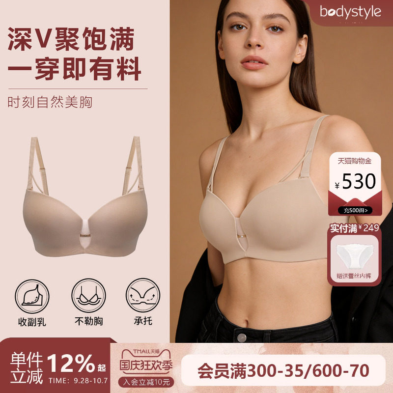 粉底液无痕内衣女薄款大胸聚拢