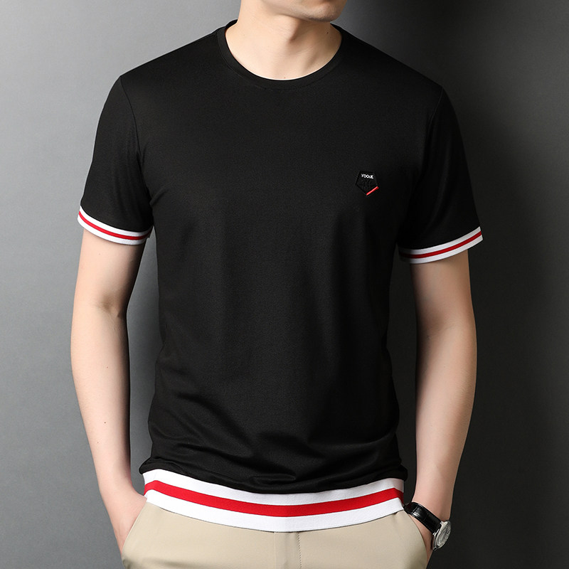 F2536钱塘2020-1桑蚕丝流行夏季男士圆领短袖基础T恤青春冰丝P60，男装T恤，钱塘207-1