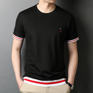 F2536钱塘2020-1桑蚕丝流行夏季男士圆领短袖基础T恤青春冰丝P60,男装T恤,钱塘207-1