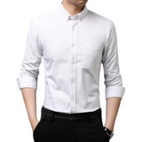 J115钱塘2020-1常年款纯棉衬衣尖领男士长袖高端休闲衬衫纯色P55，男装衬衫，钱塘207-1