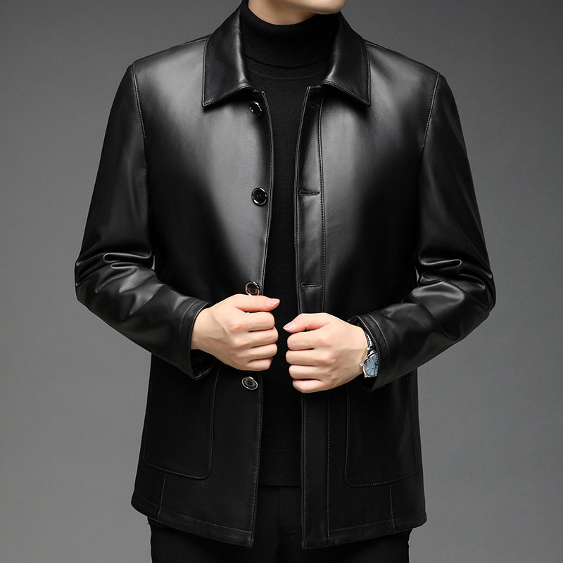 F3363钱塘2020-1秋季男士绵羊皮皮衣夹克休闲翻领上衣外套P620，男装皮衣，钱塘207-1