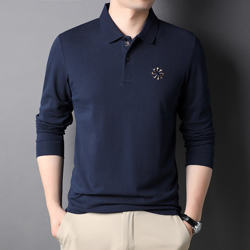 B3005钱塘2020-1秋冬无痕男士polo衫宽松精品长袖t恤翻领休闲P62,男装T恤,钱塘207-1
