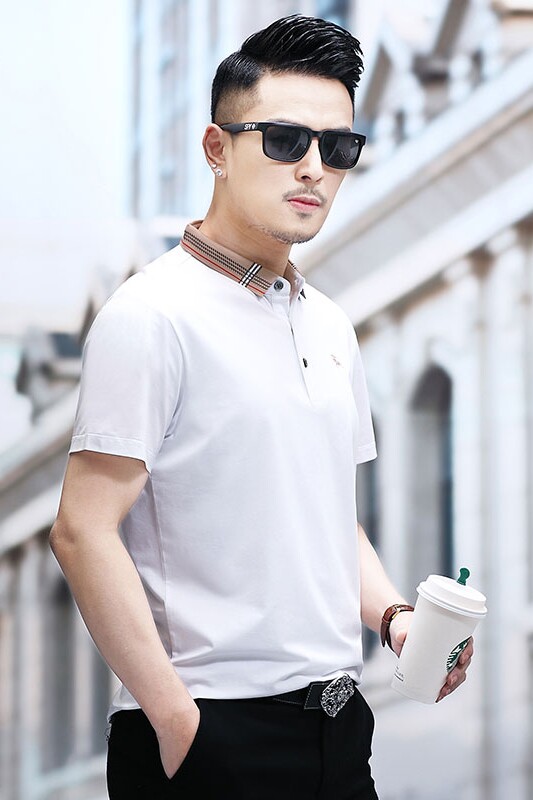 B5100钱塘2020-1夏季男士绅士短袖polo衫T恤翻领男装商务休闲P58,男装T恤,钱塘207-1