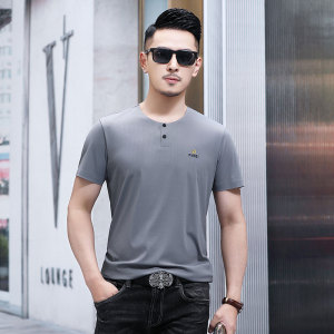 B8858钱塘2020-1夏季男士时尚短袖圆领基础T恤冰丝男装休闲P60图片