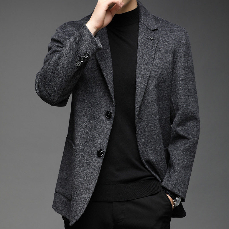 F3372钱塘2020-1秋季毛料羊毛纹理男士休闲西服毛呢休闲外套P330图片