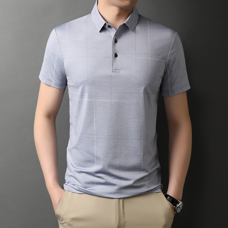 B3168钱塘2020-1夏季男士冰丝短袖polo衫T恤翻领男装商务休闲P60图片