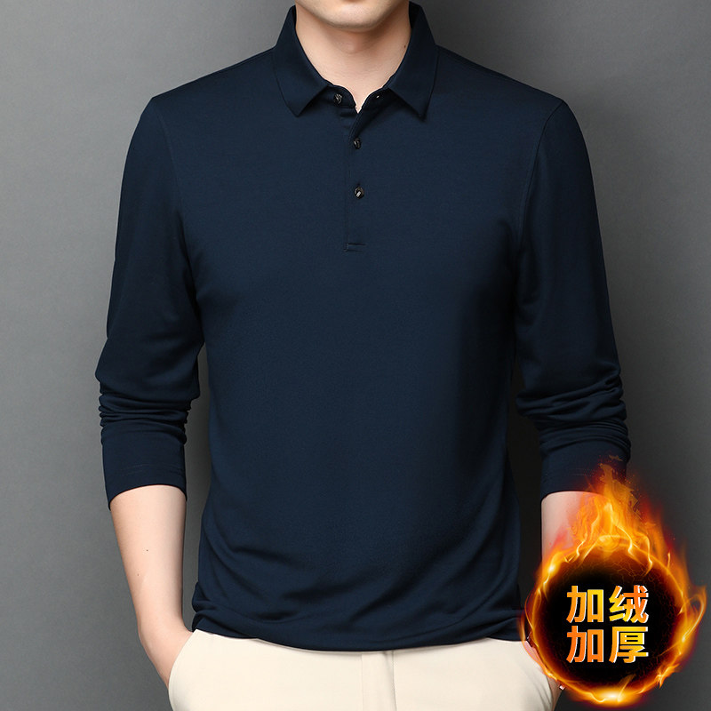 J16510钱塘2020-1秋冬加绒主推翻领男士高端休闲T恤主推P90图片
