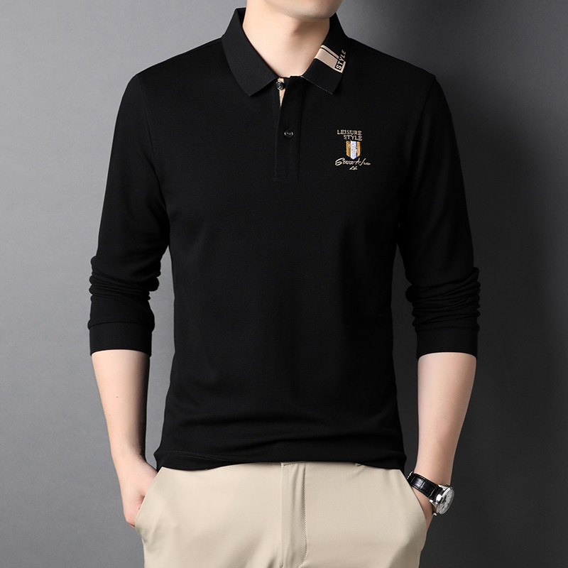 B2685钱塘2020-1秋冬男士polo衫宽松精品长袖商务t恤翻领休闲P70图片